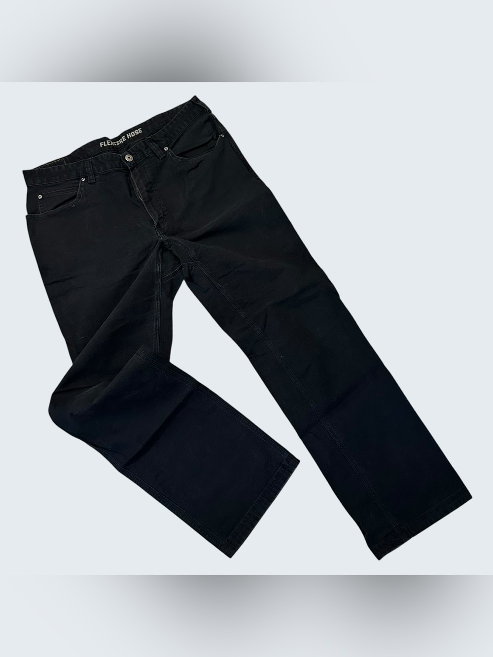 Duluth Trading Co Black Flex Fire Hose Men’s Straight Jeans 38x34